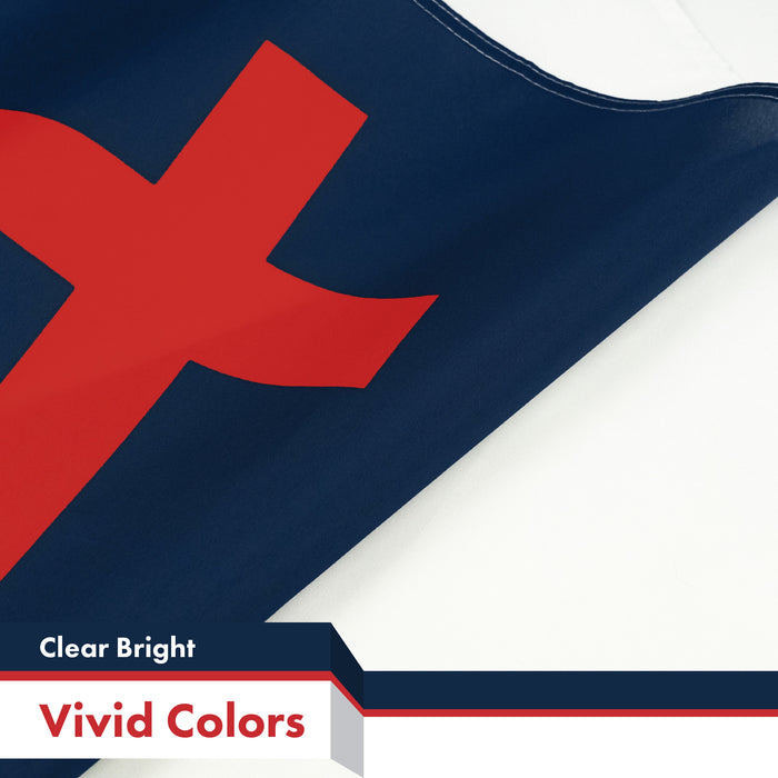 G128 2 Pack: Christian Flag | 3x5 Ft | LiteWeave Pro Series Printed 150D Polyester, 4 Corner Brass Grommets | Religious Flag, Vibrant Colors, Perfect For Balcony, More Durable Than 100D 75D Polyester