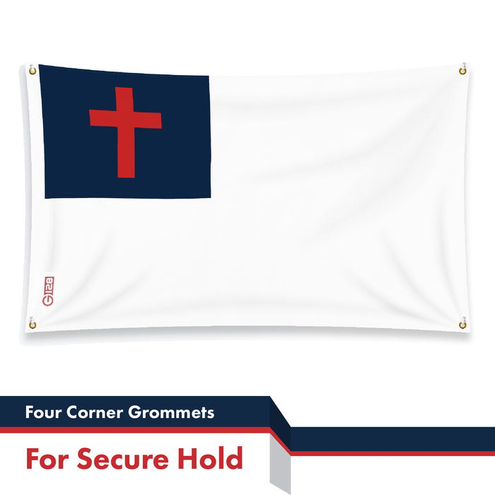 G128 2 Pack: Christian Flag | 3x5 Ft | LiteWeave Pro Series Printed 150D Polyester, 4 Corner Brass Grommets | Religious Flag, Vibrant Colors, Perfect For Balcony, More Durable Than 100D 75D Polyester