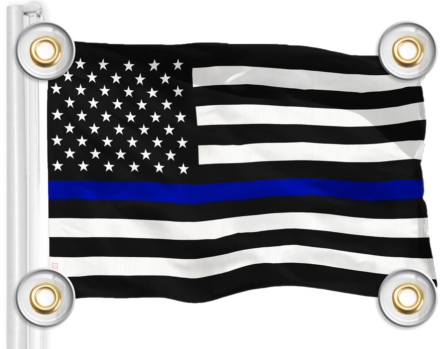 G128 Thin Blue Line Flag | 3x5Ft | LiteWeave Pro Series Printed 150D Polyester, 4 Corner Brass Grommets | Duty and Honor Flag, Vibrant Colors, Perfect For Balcony, More Durable Than 100D 75D Polyester