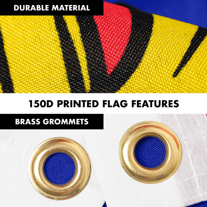 G128 Combo Pack: 6 Ft Tangle Free Aluminum Spinning Flagpole (Silver) & Russia Russian Ensign Flag 3x5 Ft, LiteWeave Pro Series Printed 150D Polyester | Pole with Flag Included