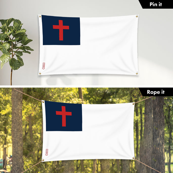 G128 Christian Flag | 3x5 Ft | LiteWeave Pro Series Printed 150D Polyester, 4 Corner Brass Grommets | Religious Flag, Vibrant Colors, Perfect For Balcony, More Durable Than 100D 75D Polyester