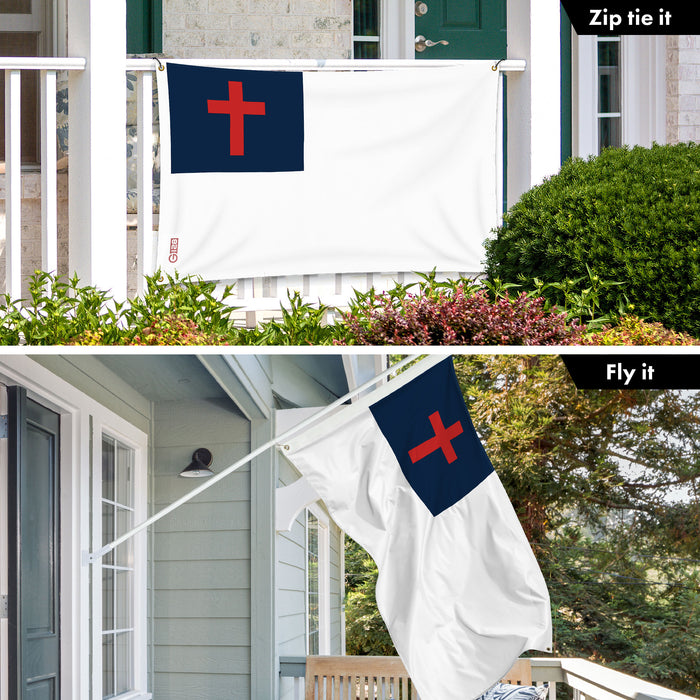 G128 Christian Flag | 3x5 Ft | LiteWeave Pro Series Printed 150D Polyester, 4 Corner Brass Grommets | Religious Flag, Vibrant Colors, Perfect For Balcony, More Durable Than 100D 75D Polyester