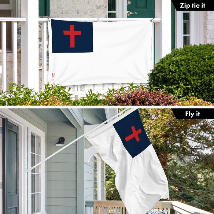 G128 10 Pack: Christian Flag | 3x5 Ft | LiteWeave Pro Series Printed 150D Polyester, 4 Corner Brass Grommets | Religious Flag, Vibrant Colors, Perfect For Balcony, More Durable Than 100D 75D Polyester
