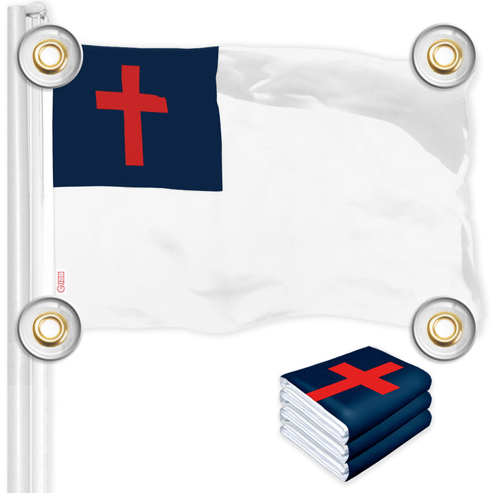 G128 3 Pack: Christian Flag | 3x5 Ft | LiteWeave Pro Series Printed 150D Polyester, 4 Corner Brass Grommets | Religious Flag, Vibrant Colors, Perfect For Balcony, More Durable Than 100D 75D Polyester