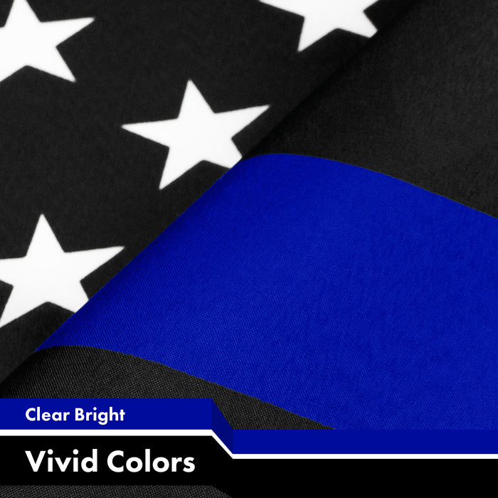 G128 Thin Blue Line Flag | 3x5Ft | LiteWeave Pro Series Printed 150D Polyester, 4 Corner Brass Grommets | Duty and Honor Flag, Vibrant Colors, Perfect For Balcony, More Durable Than 100D 75D Polyester