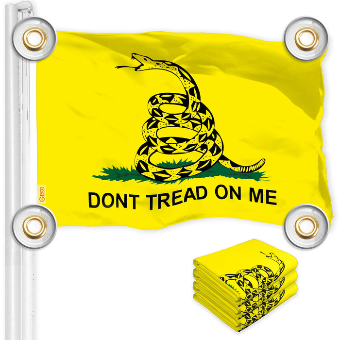 G128 3 Pack: Gadsden Don't Tread On Me Flag | 3x5 Ft | LiteWeave Pro Series Printed 150D Polyester, 4 Corner Brass Grommets | Historical Flag, Vibrant Colors, More Durable Than 100D 75D Polyester