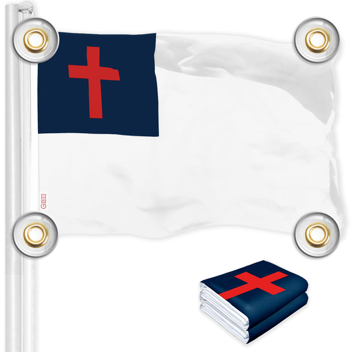 G128 2 Pack: Christian Flag | 3x5 Ft | LiteWeave Pro Series Printed 150D Polyester, 4 Corner Brass Grommets | Religious Flag, Vibrant Colors, Perfect For Balcony, More Durable Than 100D 75D Polyester