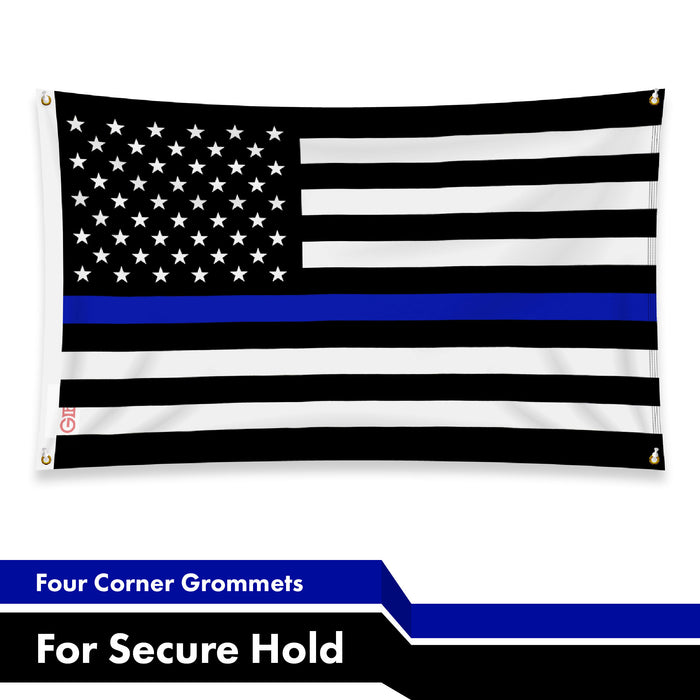 G128 Thin Blue Line Flag | 3x5Ft | LiteWeave Pro Series Printed 150D Polyester, 4 Corner Brass Grommets | Duty and Honor Flag, Vibrant Colors, Perfect For Balcony, More Durable Than 100D 75D Polyester