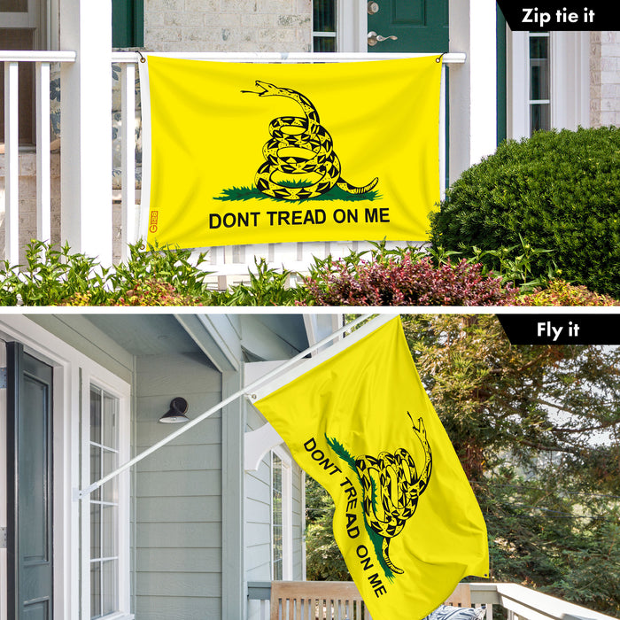 G128 3 Pack: Gadsden Don't Tread On Me Flag | 3x5 Ft | LiteWeave Pro Series Printed 150D Polyester, 4 Corner Brass Grommets | Historical Flag, Vibrant Colors, More Durable Than 100D 75D Polyester