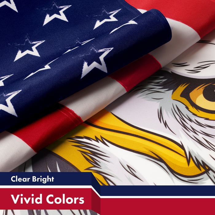 G128 Pack: American USA Proud  Free Eagle Flag Flag 3x5 Ft Lite — 