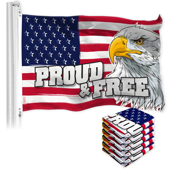 G128 Pack: American USA Proud  Free Eagle Flag Flag 3x5 Ft Lite — 