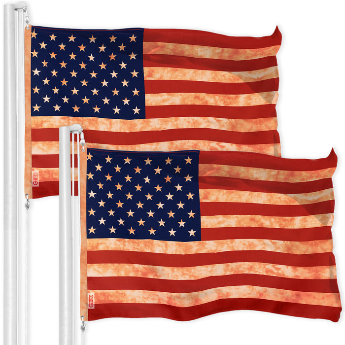 G128 Pack: American USA Tea-Stained Flag 3x5 Ft LiteWeave Pro Se — 