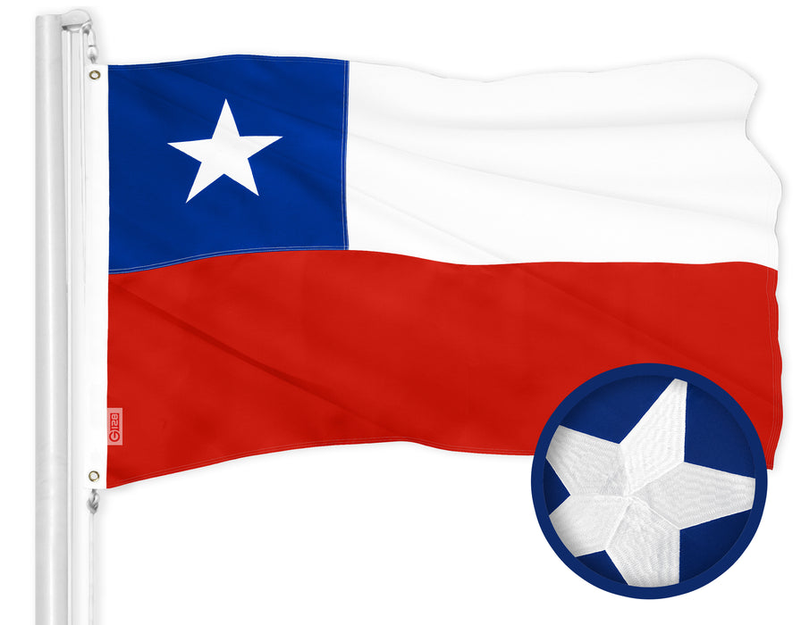 G128 Combo Pack: American USA Flag 3x5 Ft & Chile Chilean Flag 3x5 Ft | Both ToughWeave Series Embroidered 300D Polyester, Embroidered Design, Indoor/Outdoor, Brass Grommets