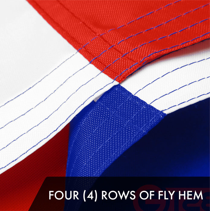 G128 Combo Pack: American USA Flag 3x5 Ft & Costa Rica Costa Rican Flag 3x5 Ft | Both ToughWeave Series Embroidered 300D Polyester, Embroidered Design, Indoor/Outdoor, Brass Grommets