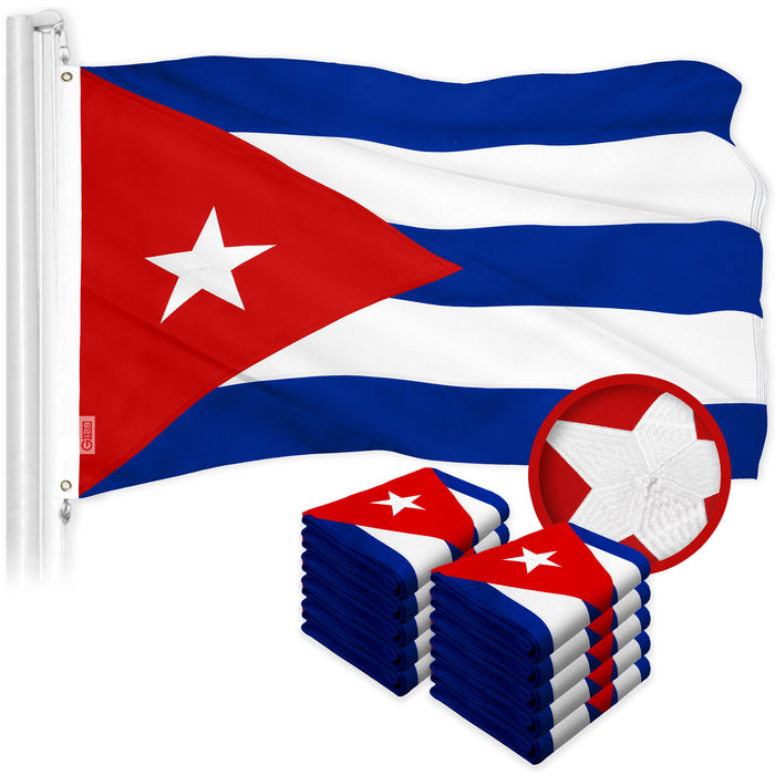 G128 10 Pack: Cuba Cuban Flag | 3x5 Ft | ToughWeave Series Embroidered 300D Polyester | Country Flag, Embroidered Design, Indoor/Outdoor, Brass Grommets