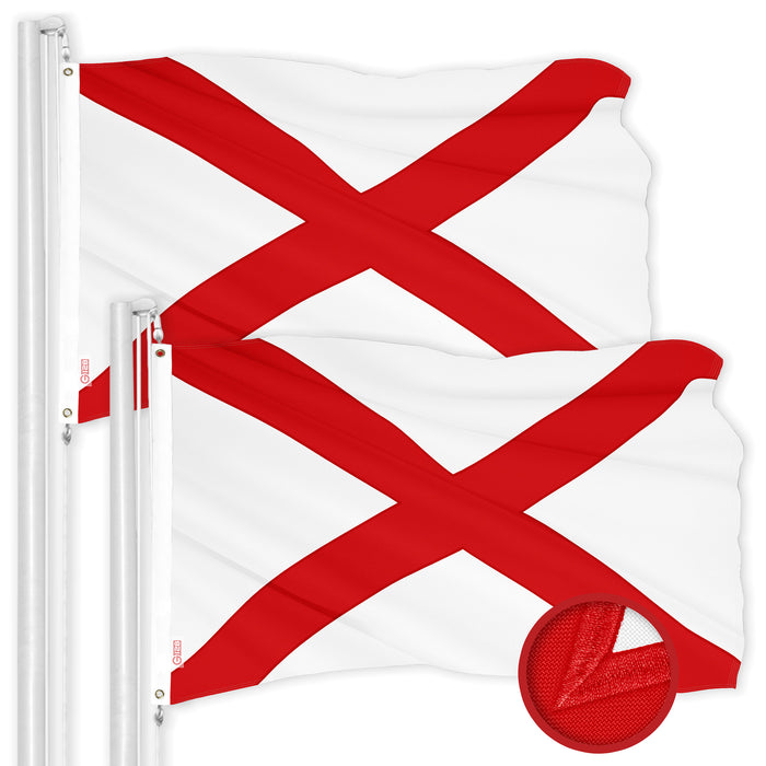 G128 2 Pack: Alabama AL  | 3x5 Ft | ToughWeave Series Embroidered 300D Polyester | Embroidered Design, Indoor/Outdoor, Brass Grommets