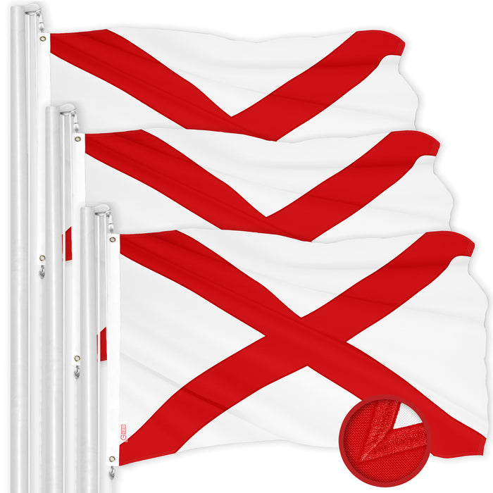 G128 3 Pack: Alabama AL  | 3x5 Ft | ToughWeave Series Embroidered 300D Polyester | Embroidered Design, Indoor/Outdoor, Brass Grommets
