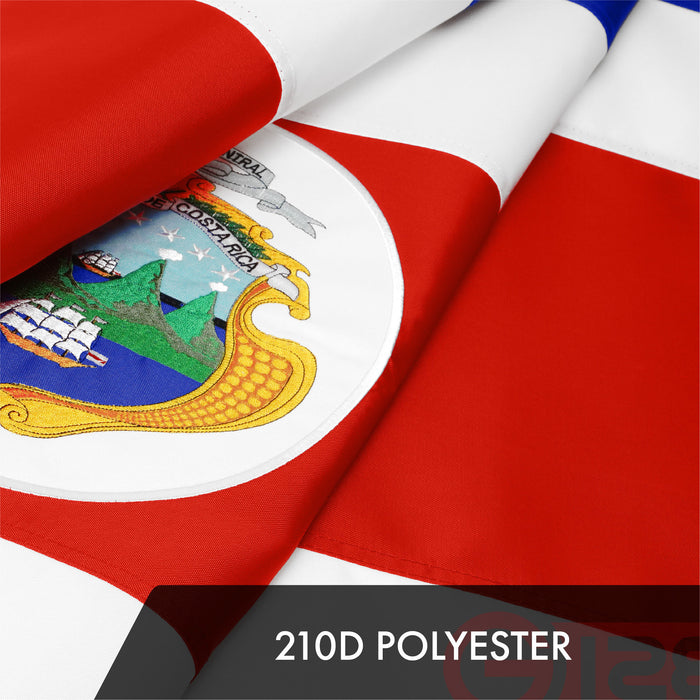 G128 2 Pack: Costa Rica Costa Rican Flag | 3x5 Ft | ToughWeave Series Embroidered 300D Polyester | Country Flag, Embroidered Design, Indoor/Outdoor, Brass Grommets