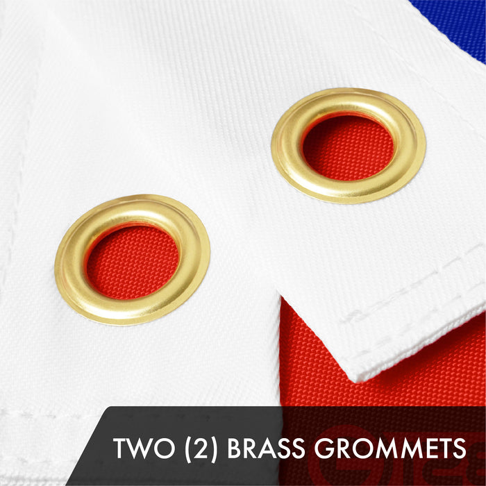 G128 Combo Pack: American USA Flag 3x5 Ft & Costa Rica Costa Rican Flag 3x5 Ft | Both ToughWeave Series Embroidered 300D Polyester, Embroidered Design, Indoor/Outdoor, Brass Grommets