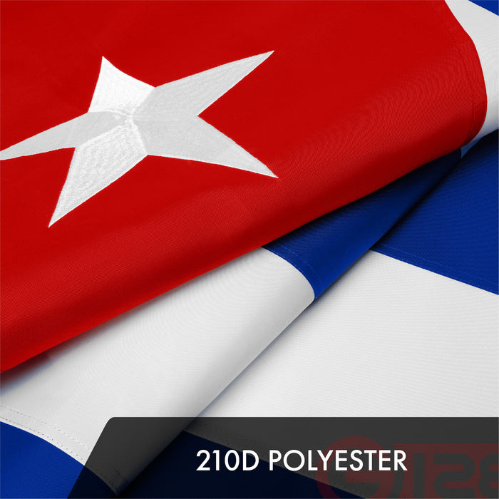 G128 3 Pack: Cuba Cuban Flag | 3x5 Ft | ToughWeave Series Embroidered 300D Polyester | Country Flag, Embroidered Design, Indoor/Outdoor, Brass Grommets
