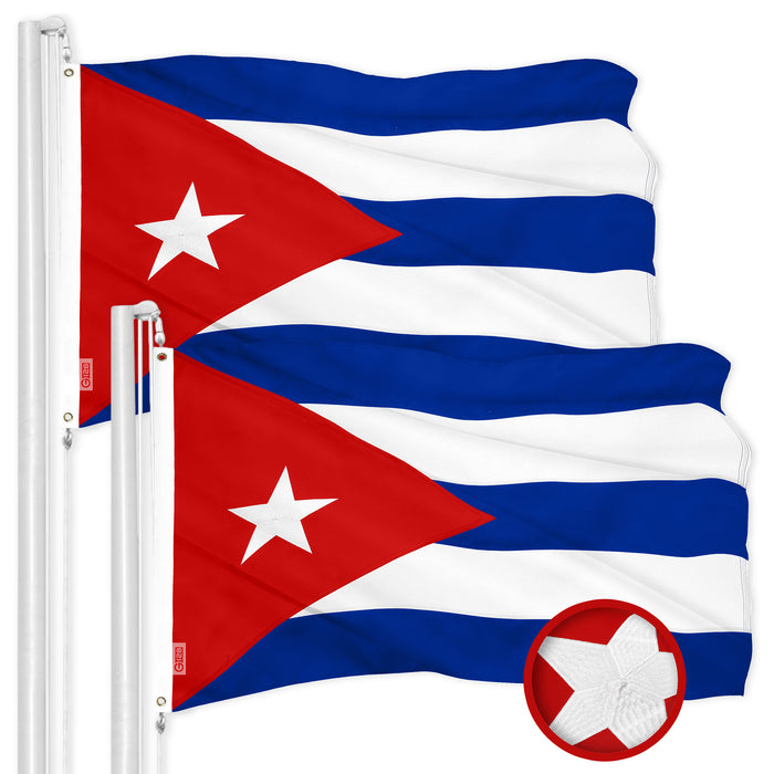 G128 2 Pack: Cuba Cuban Flag | 3x5 Ft | ToughWeave Series Embroidered 300D Polyester | Country Flag, Embroidered Design, Indoor/Outdoor, Brass Grommets