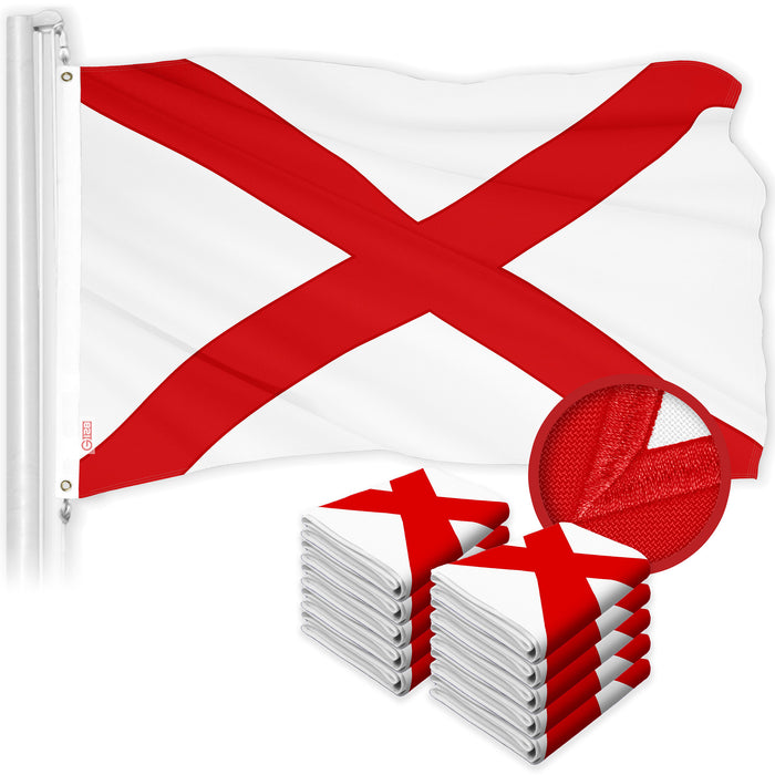 G128 10 Pack: Alabama AL  | 3x5 Ft | ToughWeave Series Embroidered 300D Polyester | Embroidered Design, Indoor/Outdoor, Brass Grommets