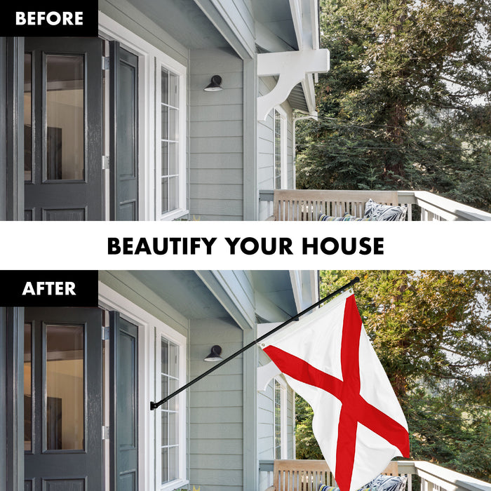 G128 Combo Pack: 6 Ft Tangle Free Aluminum Spinning Flagpole (Black) & Alabama AL  3x5 Ft, ToughWeave Series Embroidered 300D Polyester | Pole with Flag Included