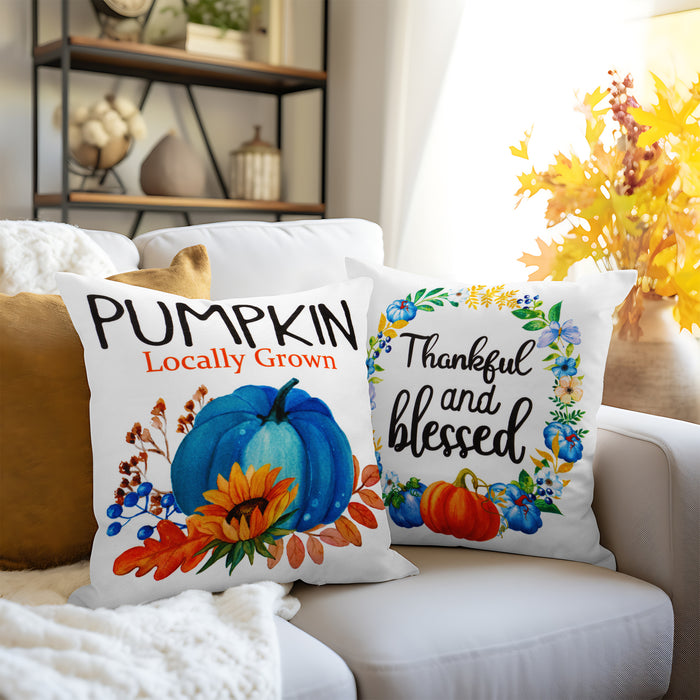 G128 18 x 18 in Fall Pumpkin Oil Painting Style Waterproof Pillow Covers, Set of 4