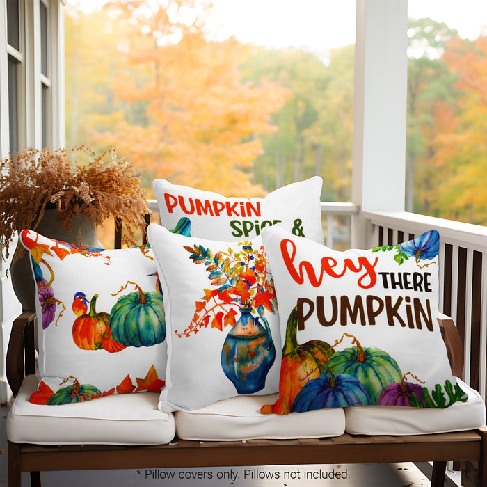 G128 Fall Decoration Pumpkin Oil Painting Style Waterproof Throw Pillow Covers | 18 x 18 In | Set of 4, Beautiful Cushion Covers for Autumn Sofa Couch Decoration