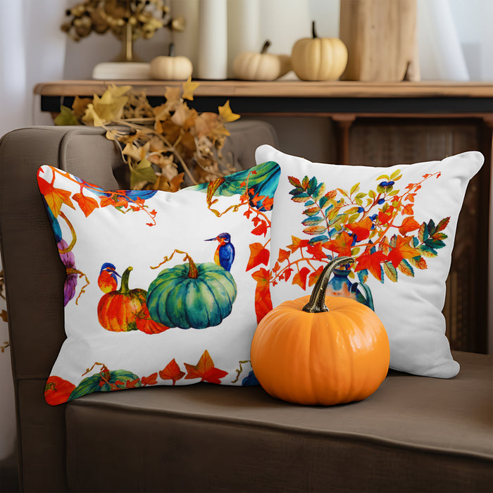 G128 Fall Decoration Pumpkin Oil Painting Style Waterproof Throw Pillow | 18 x 18 in | Set of 4, Beautiful Cushion Covers for Autumn Sofa Couch Decoration, Pillow Insert Included