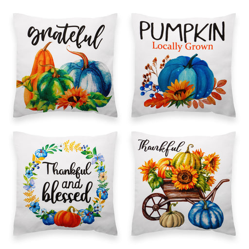 Thankful, Grateful, Blessed Pumpkin Fall Pillow