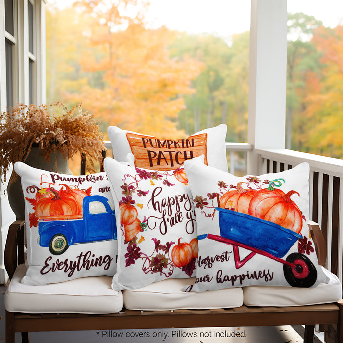 G128 18 x 18 in Fall Pumpkin Oil Painting Style Waterproof Pillow, Set of 4
