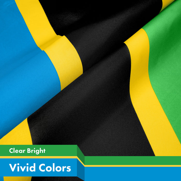 G128 Tanzania Tanzanian Flag | 3x5 Ft | LiteWeave Pro Series Printed 150D Polyester | Country Flag, Indoor/Outdoor, Vibrant Colors, Brass Grommets, Thicker and More Durable Than 100D 75D Polyester