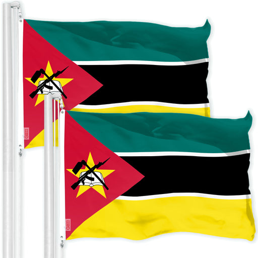 G128 2 Pack: Mozambique Mozambican Flag | 3x5 Ft | LiteWeave Pro