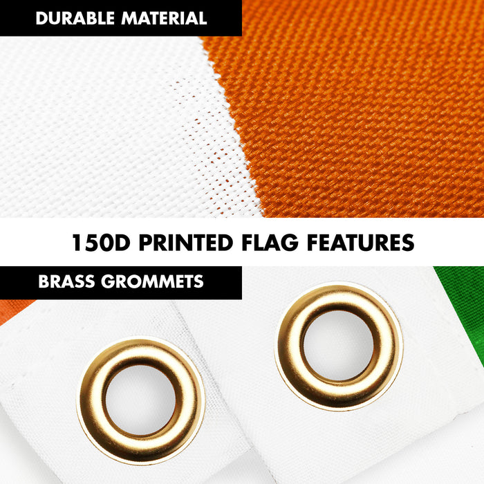 G128 Combo Pack: 6 Ft Tangle Free Aluminum Spinning Flagpole (White) & Niger Nigerien Flag  3x5 Ft LiteWeave Pro Series Printed 150D Polyester | Pole with Flag Included