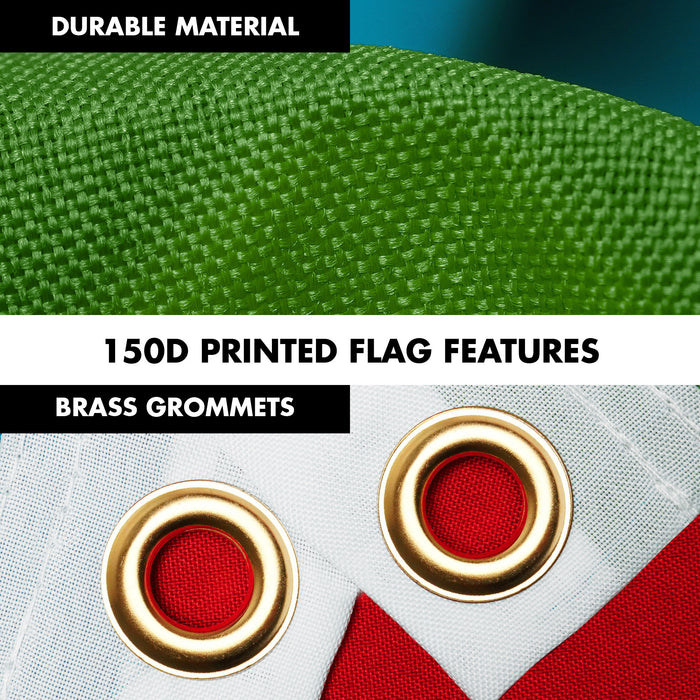G128 Combo Pack: 6 Ft Tangle Free Aluminum Spinning Flagpole (Silver) & Azerbaijan Azerbaijanis Azeris Flag  3x5 Ft LiteWeave Pro Series Printed 150D Polyester | Pole with Flag Included
