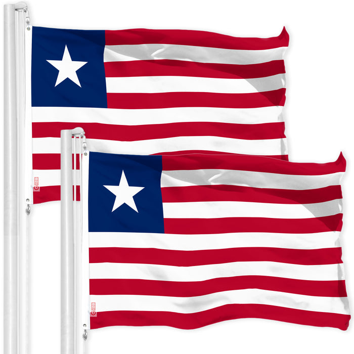 G128 2 Pack: Liberia Liberian Flag | 3x5 Ft | LiteWeave Pro Series Printed 150D Polyester | Country Flag, Indoor/Outdoor, Vibrant Colors, Brass Grommets, Thicker and More Durable Than 100D 75D Poly