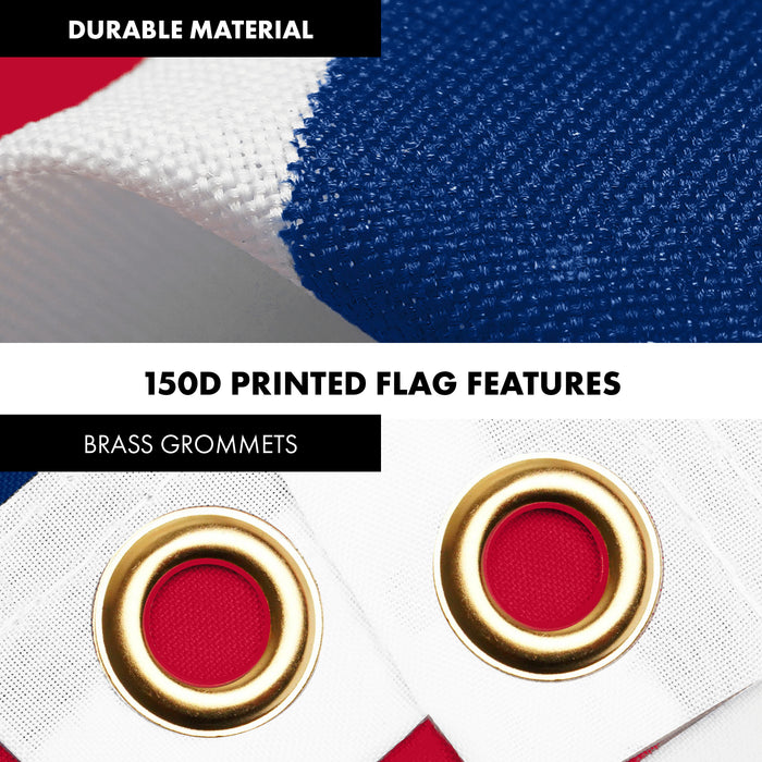 G128 Combo Pack: 6 Ft Tangle Free Aluminum Spinning Flagpole (White) & Liberia Liberian Flag  3x5 Ft LiteWeave Pro Series Printed 150D Polyester | Pole with Flag Included