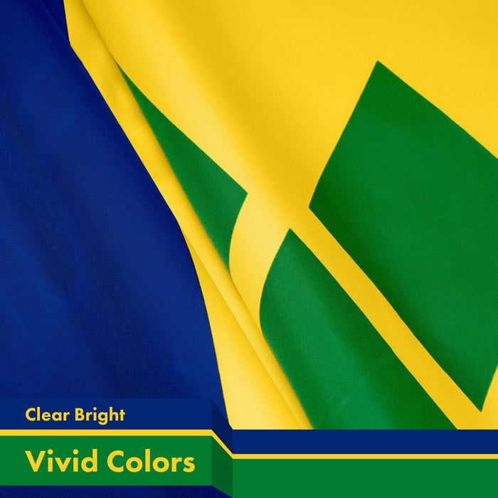 G128 10 Pack: Saint Vincent and the Grenadines Vincentian Flag | 3x5 Ft | LiteWeave Pro Printed 150D Poly | Country Flag, Vibrant Colors, Brass Grommets, Thicker and More Durable Than 100D 75D Poly