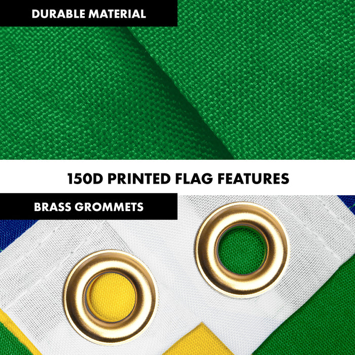 G128 Combo Pack: 6 Ft Tangle Free Aluminum Spinning Flagpole (White) & Saint Vincent and the Grenadines Vincentian Flag  3x5 Ft LiteWeave Pro Series Printed 150D Polyester | Pole with Flag Included