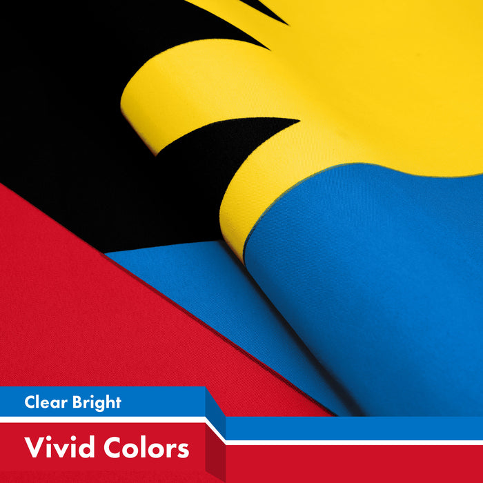 G128 Antigua and Barbuda Antiguan and Barbudan Flag | 3x5 Ft | LiteWeave Pro Series Printed 150D Poly | Country Flag, Vibrant Colors, Brass Grommets, Thicker and More Durable Than 100D 75D Polyester