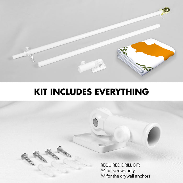 G128 Combo Pack: 6 Ft Tangle Free Aluminum Spinning Flagpole (White) & Cyprus Cypriot Flag  3x5 Ft LiteWeave Pro Series Printed 150D Polyester | Pole with Flag Included