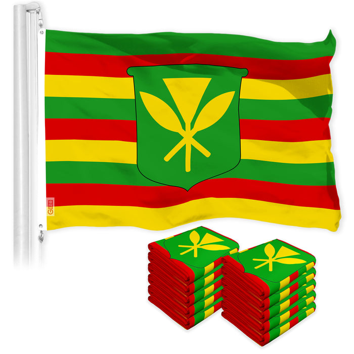 G128 10 Pack: Hawaii Kanaka Maoli Flag | 3x5 Ft | LiteWeave Pro Series Printed 150D Polyester | Indoor/Outdoor, Vibrant Colors, Brass Grommets, Thicker and More Durable Than 100D 75D Polyester