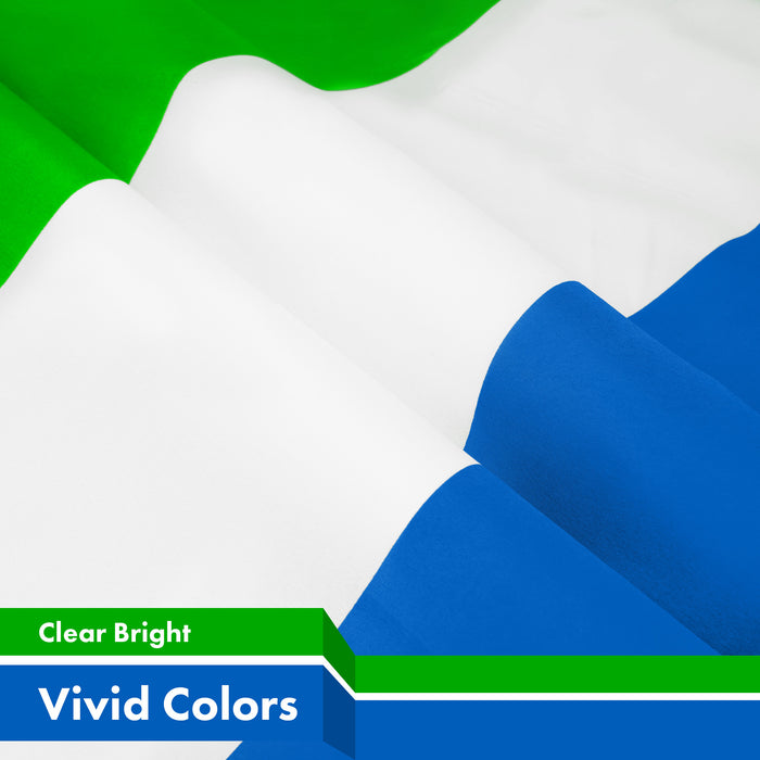 G128 10 Pack: Sierra Leone Sierra Leonean Flag | 3x5 Ft | LiteWeave Pro Series Printed 150D Polyester | Country Flag, Vibrant Colors, Brass Grommets, Thicker and More Durable Than 100D 75D Polyester