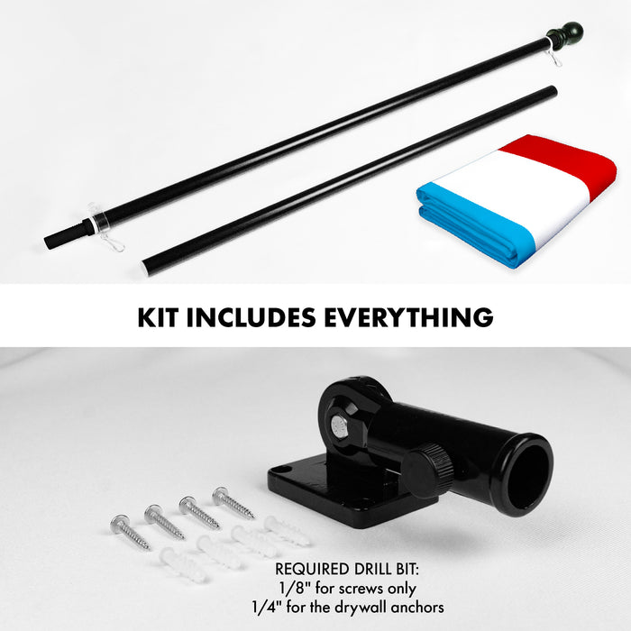 G128 Combo Pack: 6 Ft Tangle Free Aluminum Spinning Flagpole (Black) & Luxembourg Luxembourgers Flag  3x5 Ft LiteWeave Pro Series Printed 150D Polyester | Pole with Flag Included