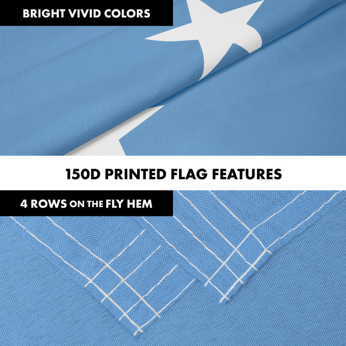 G128 Combo Pack: 6 Ft Tangle Free Aluminum Spinning Flagpole (Black) & Micronesia Micronesian Flag  3x5 Ft LiteWeave Pro Series Printed 150D Polyester | Pole with Flag Included
