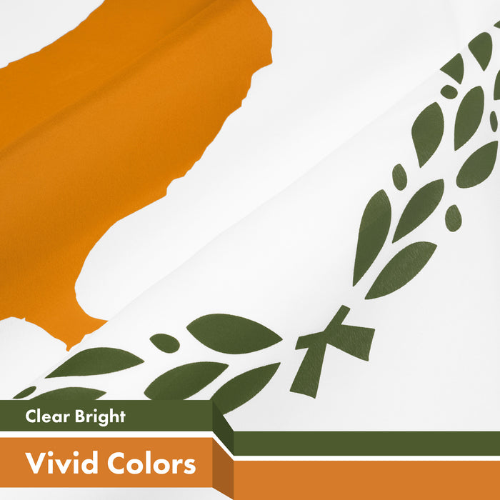 G128 2 Pack: Cyprus Cypriot Flag | 3x5 Ft | LiteWeave Pro Series Printed 150D Polyester | Country Flag, Indoor/Outdoor, Vibrant Colors, Brass Grommets, Thicker and More Durable Than 100D 75D Polyester