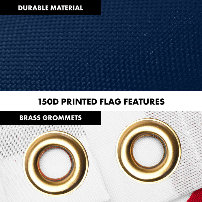 G128 Combo Pack: 6 Ft Tangle Free Aluminum Spinning Flagpole (Silver) & Betsy Ross 1776 Flag 3x5 Ft, LiteWeave Pro Series Printed 150D Polyester | Pole with Flag Included