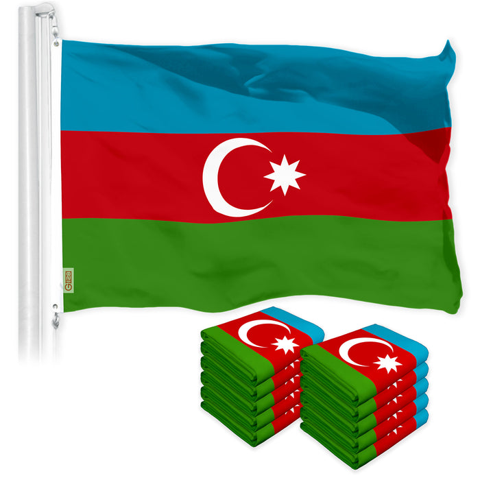 G128 10 Pack: Azerbaijan Azerbaijanis Azeris Flag | 3x5Ft | LiteWeave Pro Series Printed 150D Polyester | Country Flag, Vibrant Colors, Brass Grommets, Thicker and More Durable Than 100D 75D Polyester
