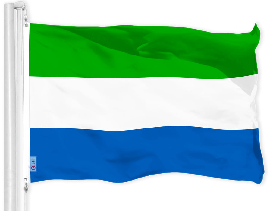G128 Combo Pack: American USA Flag 3x5 Ft & Sierra Leone Sierra Leonean Flag | Both LiteWeave Pro Series Printed 150D Polyester, Brass Grommets